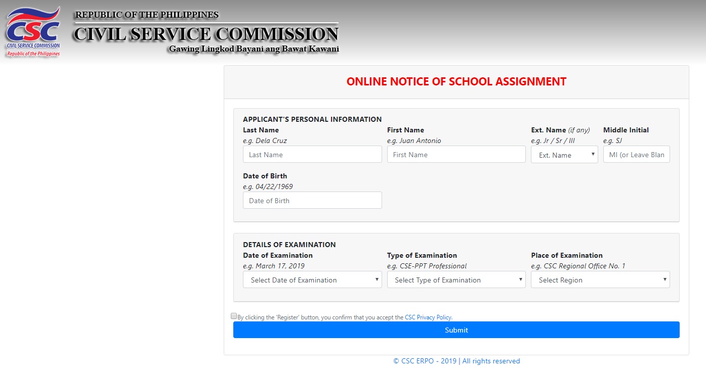 online notice of school assignment