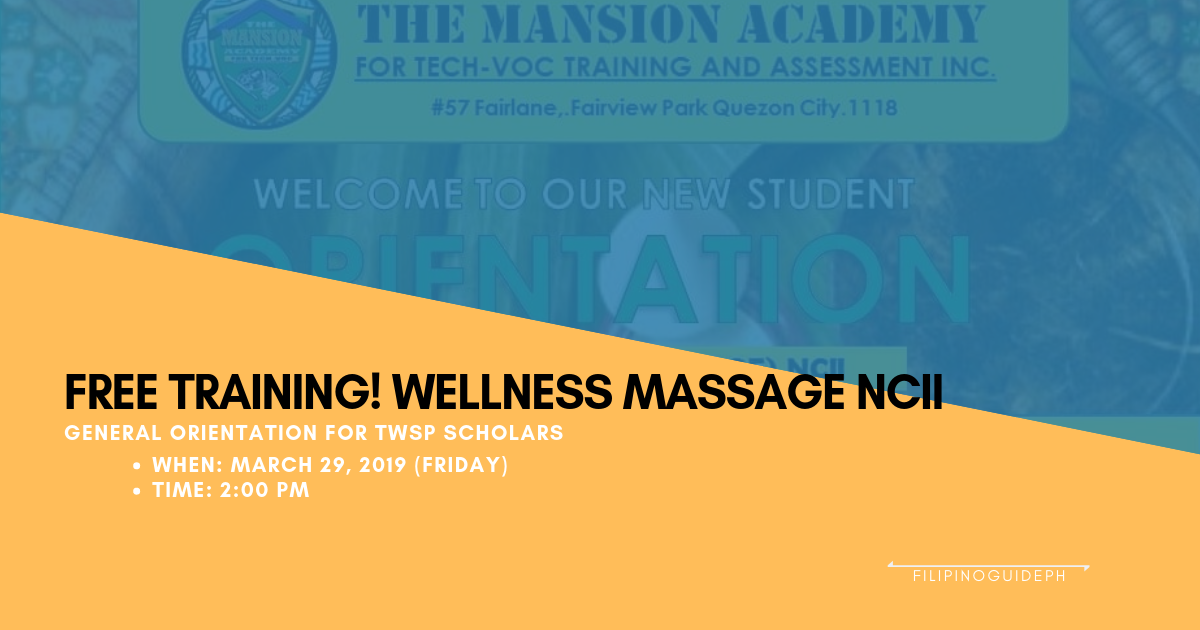 Libreng Training Wellness Massage NCII