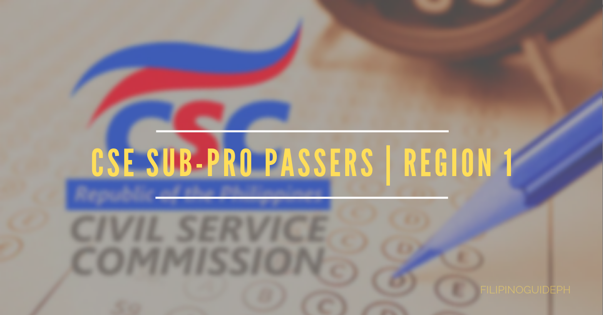 Civil Service Exam Sub-Professional Results | Region 1