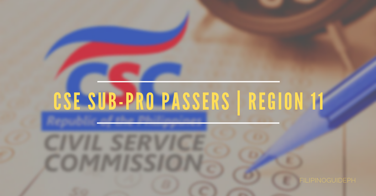Civil Service Exam Sub-Professional Results | Region 11