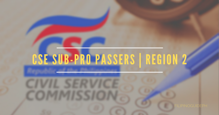 Civil Service Exam Sub-Professional Results | Region 2