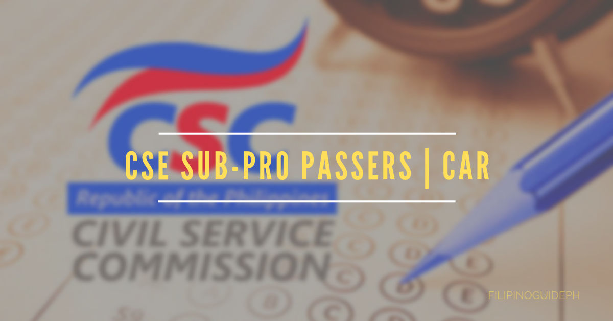 Civil Service Exam Sub-Professional Results | CAR