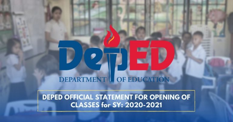 DepEd Statement about Opening of Class for SY 2020-2021