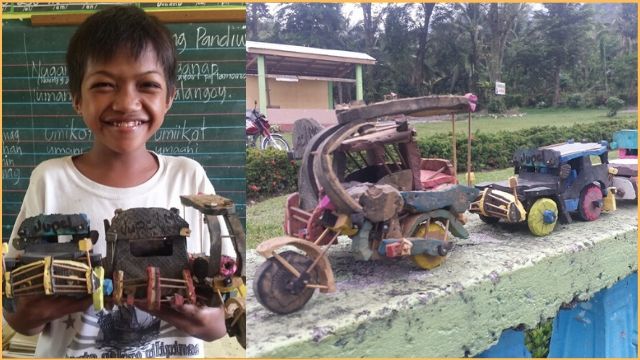 Young Mangyan Boy Made Toy Vehicles Out Of Old Rubber Slippers.
