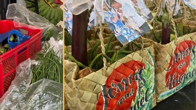 Bayong ng mga gulay at prutas, ginawang giveaways sa kasal, maraming netizens ang natuwa