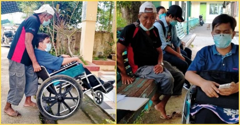 Sa edad na 75-anyos isang ama sinasamahan ang kanyang anak na maghanap ng trabaho habang sakay ito ng wheelchair
