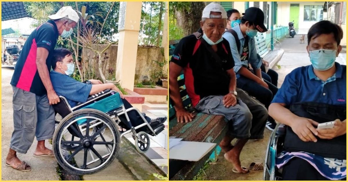 Sa edad na 75-anyos isang ama sinasamahan ang kanyang anak na maghanap ng trabaho habang sakay ito ng wheelchair