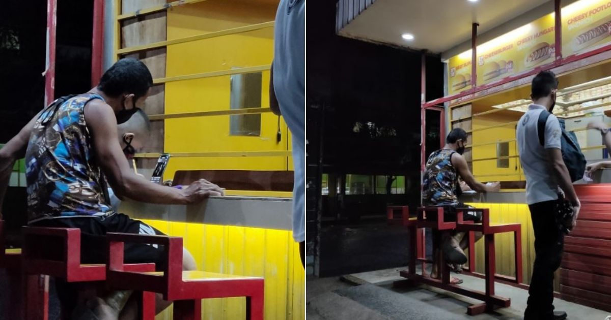 Netizen Kinabiliban ang Mag-amang gumagawa ng Assignment sa isang burger stand